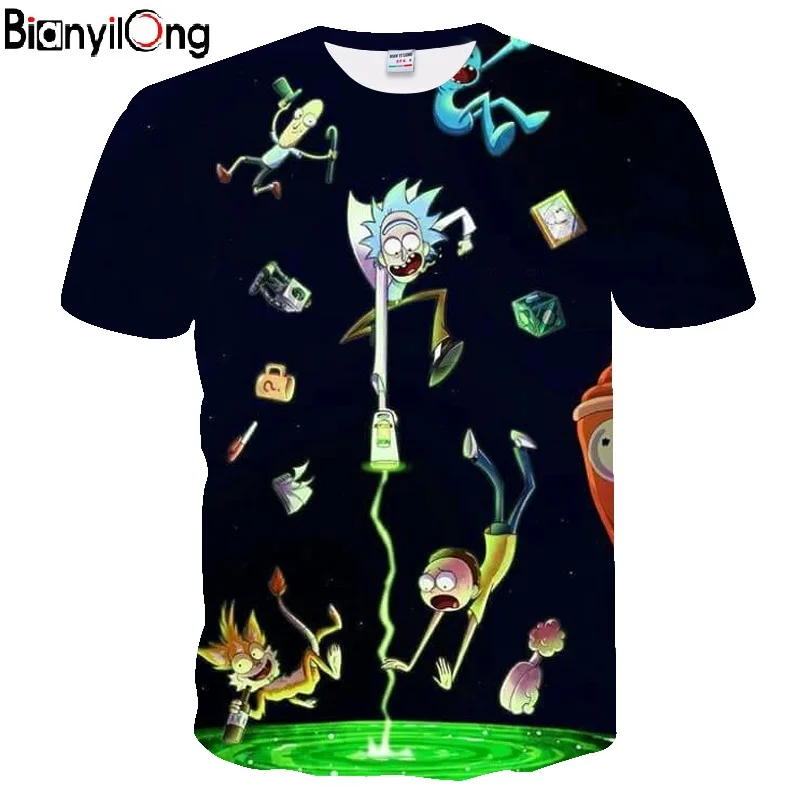 BIANYILONG 2018 новая футболка с 3D принтом Rick and Morty для мужчин и женщин Летняя аниме