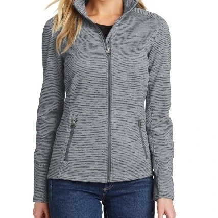 Port Authority L231 Ladies Digi Stripe Fleece Jacket Grey - Large | Женская одежда