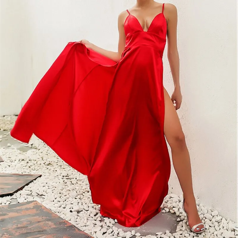 Женские летние пикантные спереди Разделение платье Vestido Свободные элегантное
