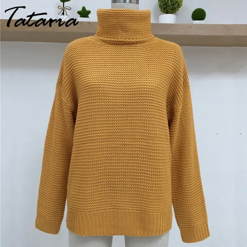 Women's Jumper Turtleneck Sweater Pullover Warm Christmas Coarse thick Winter Cable Knitted Oversized | Женская одежда