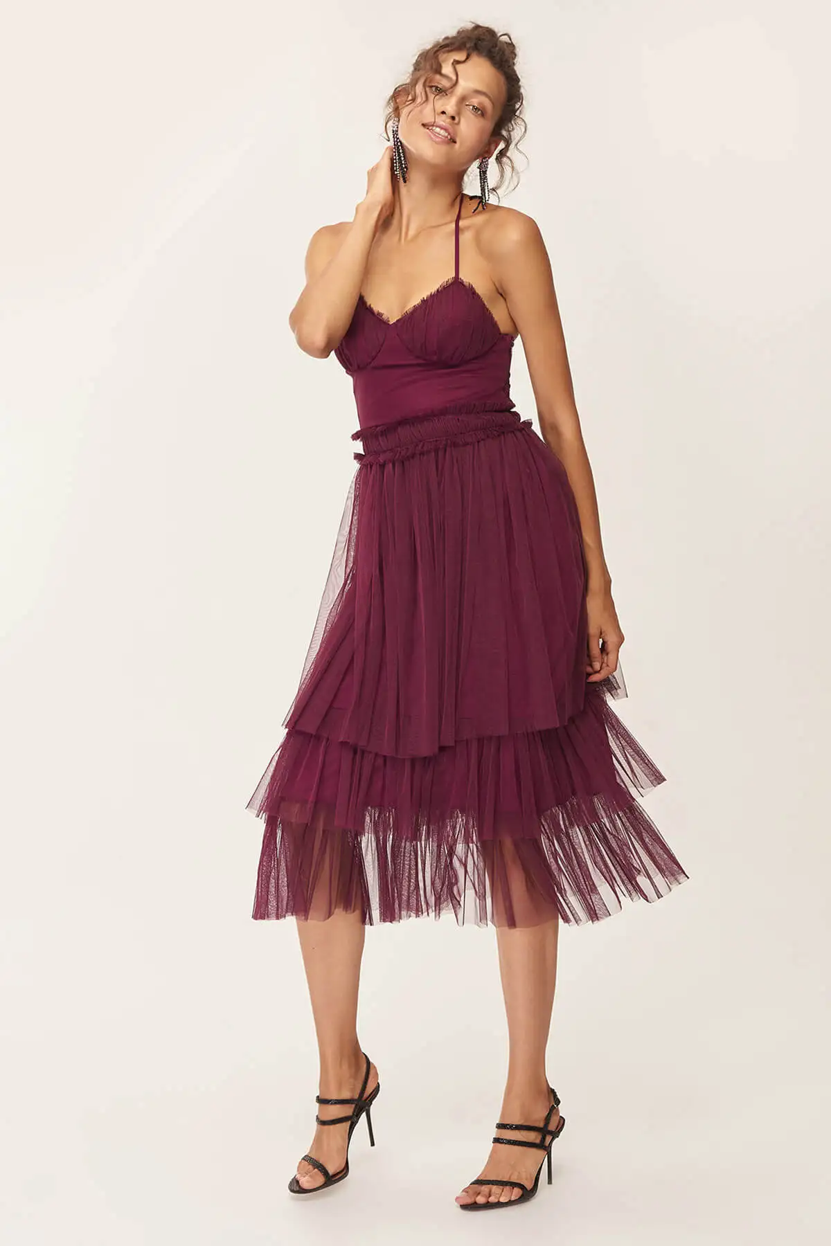 Trendyol Plum Ruffle Detail Dress TPRSS18FZ0264 | Женская одежда