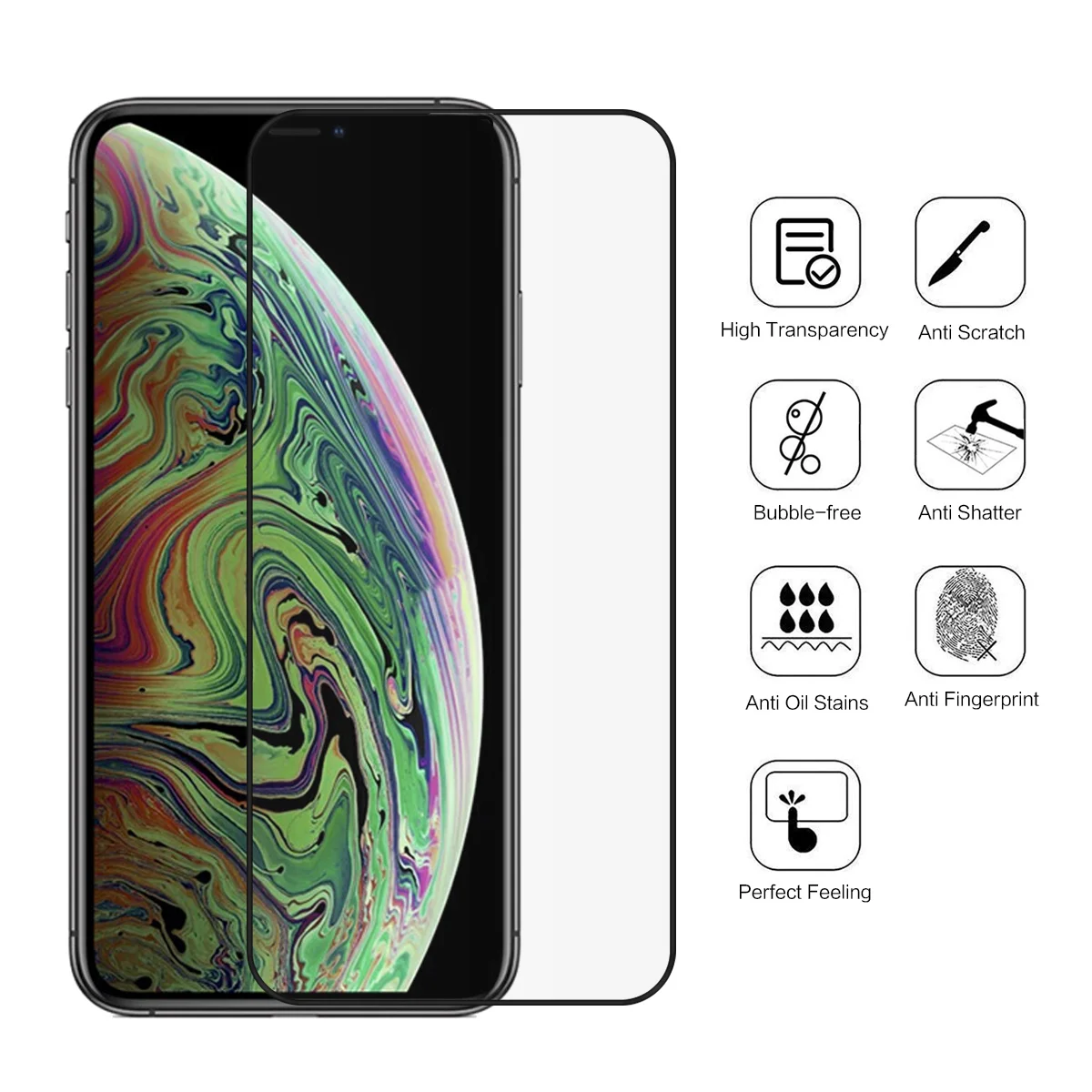 2 упаковки из закаленного стекла для iPhone Xs Max/Xr Защитная пленка экрана телефона с