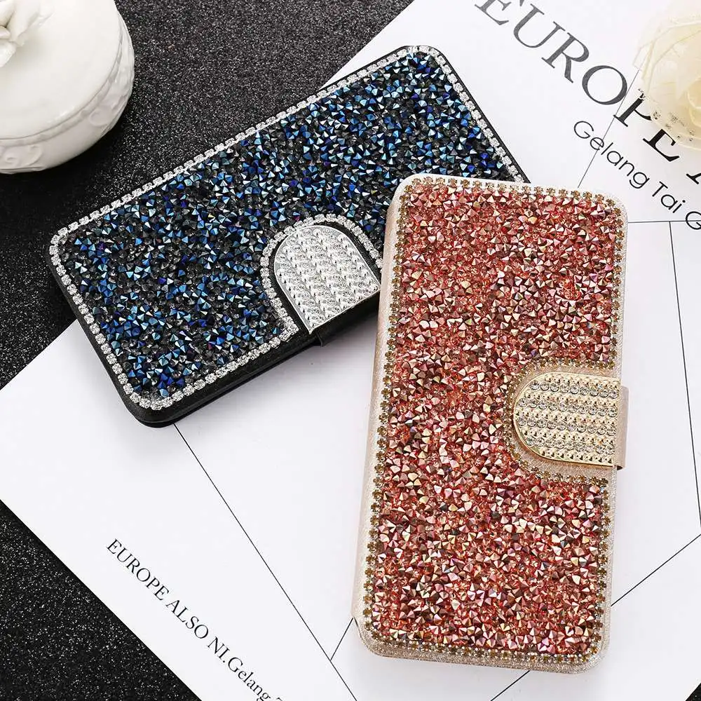 Кожаный чехол-книжка KISSCASE с бриллиантами для телефона чехол iPhone 5 5S SE 6 6S 7 8 Plus