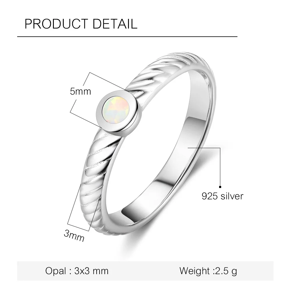 

Simple 925 Sterling Silver Rings for Women White Opal Stone Gentle Trendy Gift Ring for Women 925 Sterling Silver Fine Jewelry