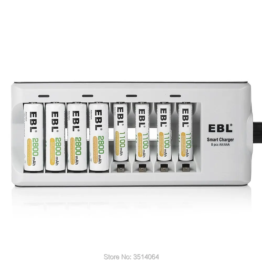 Зарядное устройство EBL 8 Bay AA AAA с 2800 мАч (4 шт.) и 1100 Ni MH аккумуляторные