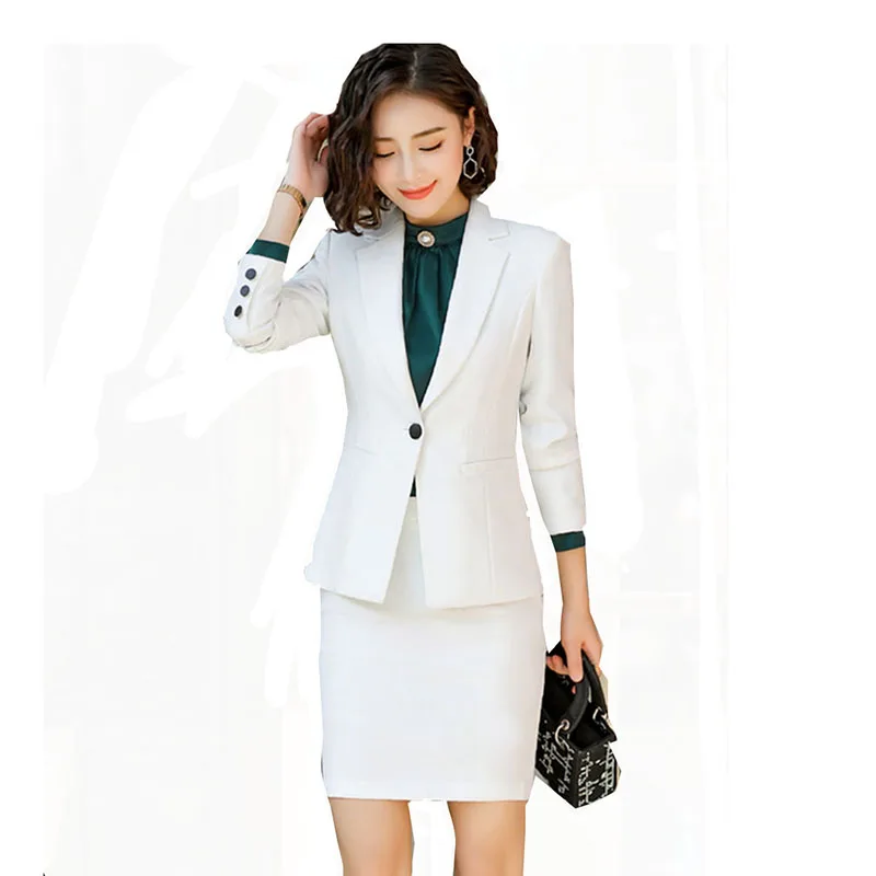 Женский офисный Блейзер блейзер + элегантная юбка деловой костюм из 2 предметов