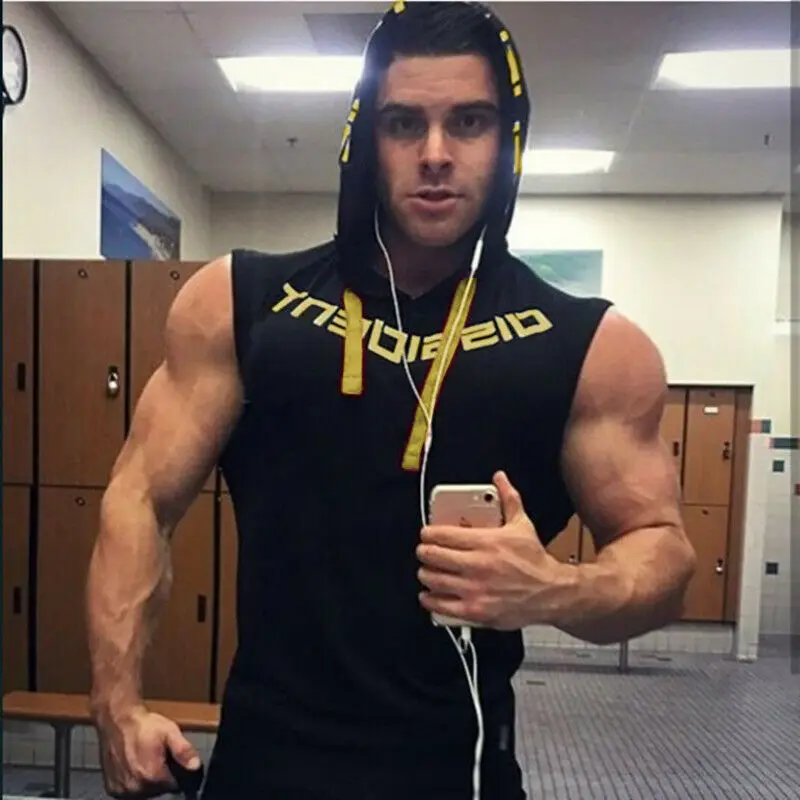 Hirigin бренд Jogger толстовки без рукавов 2019 летние мужские худи для бодибилдинга
