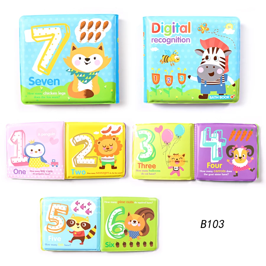 New Swimming Water Bath Book with BB Whistle Animal Bath Toys For Baby Happy Bathing Time,Early Educational English Bathroom Toy