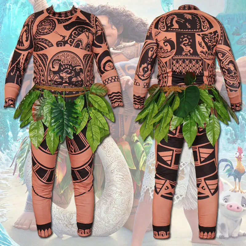 Moana Maui тату футболка/брюки Хэллоуин Взрослый мужской женский косплей костюмы с