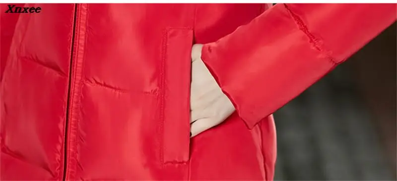 2018 Winter Jacket New Fashion Women Down jacket parka Slim Large size Hooded Coat Women Warm Cotton Outwear  Xnxee