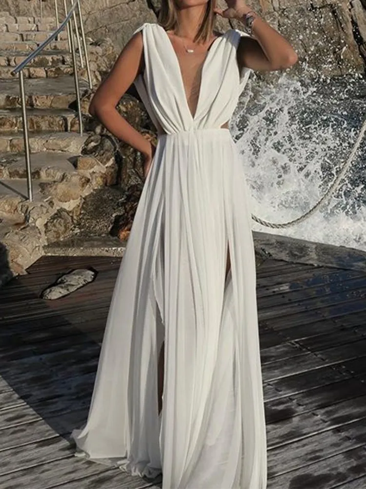 Модное белое шифоновое платье sukienka vestido robe femme длинное сексуальное прозрачное