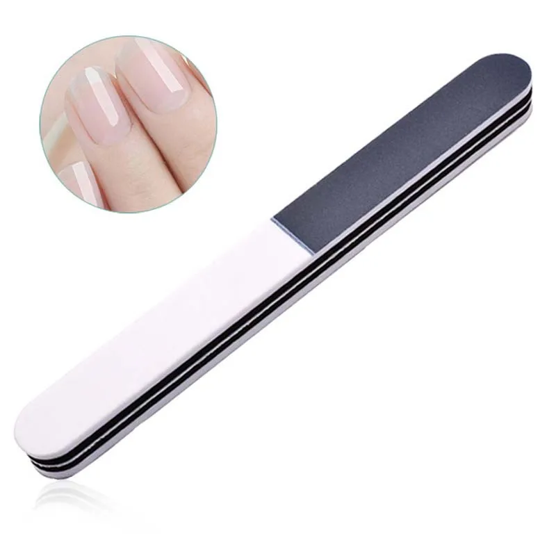 Rakado 1PC Nail File Art Salon Glitter Tool Black With White Sand Strip Polished Double-sided Manicure Buffer Pedicure | Красота и