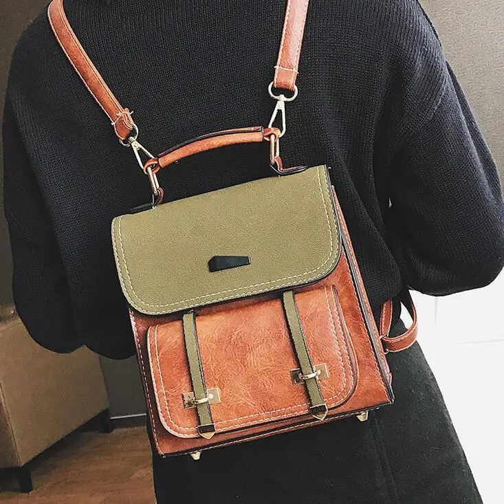 Британский Ретро Модный женский рюкзак новая искусственная кожа школьная сумка