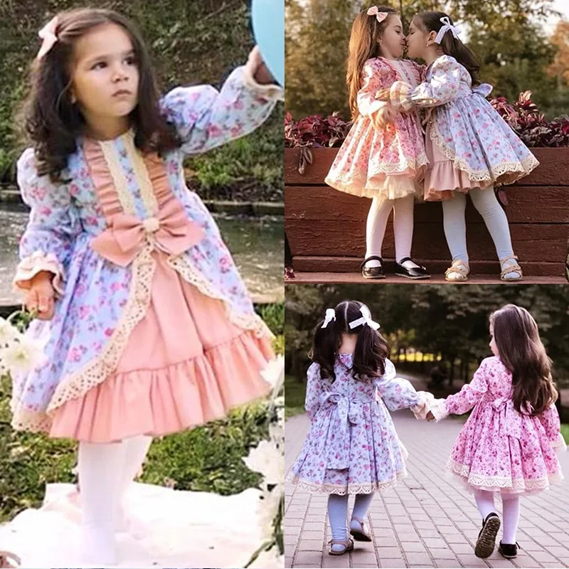 Cute Kids Baby Girls Princess Formal Dress Floral Lace Bowknot Ruffles Birthday Wedding Party Girl Ball Gown 1-6Y | Детская одежда и