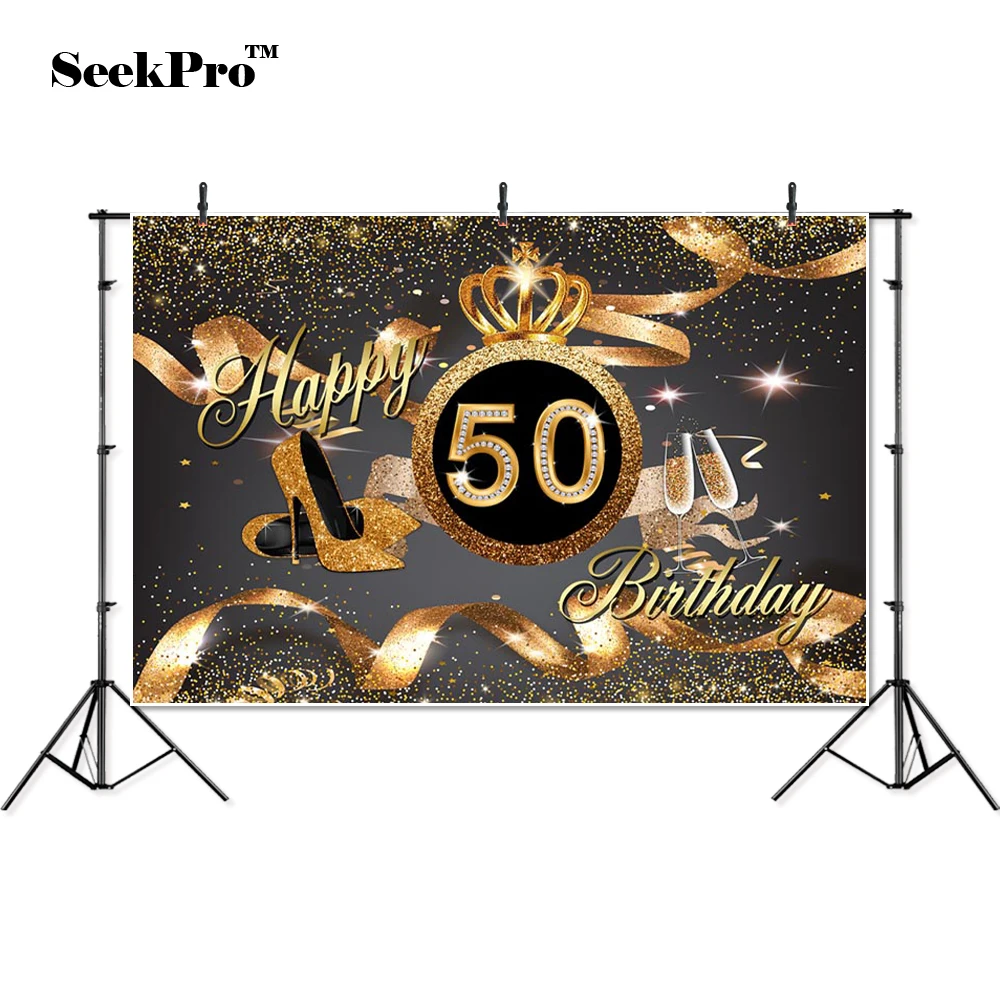 

thin vinyl happy birthday glitter luxury crown High heels Backgrounds Printed Professional Indoor Photographic studio Backdrop