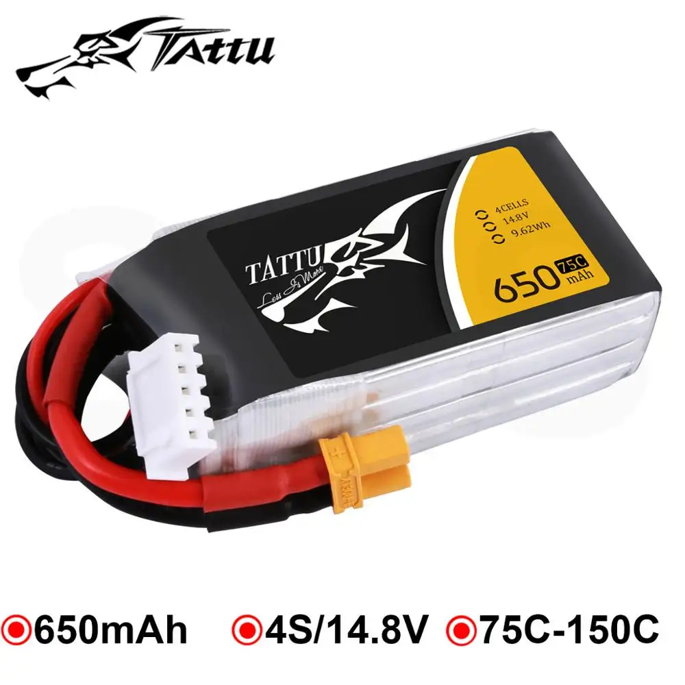 Батарейный блок Tattu 14 8 в 650 мАч 4S Lipo 75C 150C с разъемом XT30 для Babyhawk R 130 150 Размер FPV