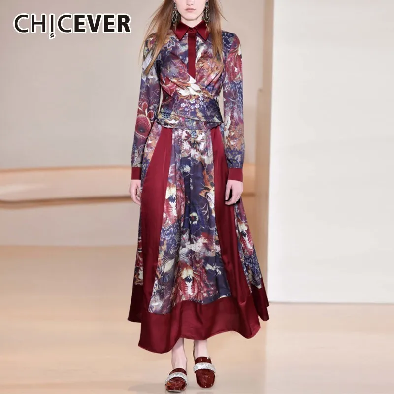 Женское винтажное платье до середины икры CHICEVER с принтом крест накрест высокой