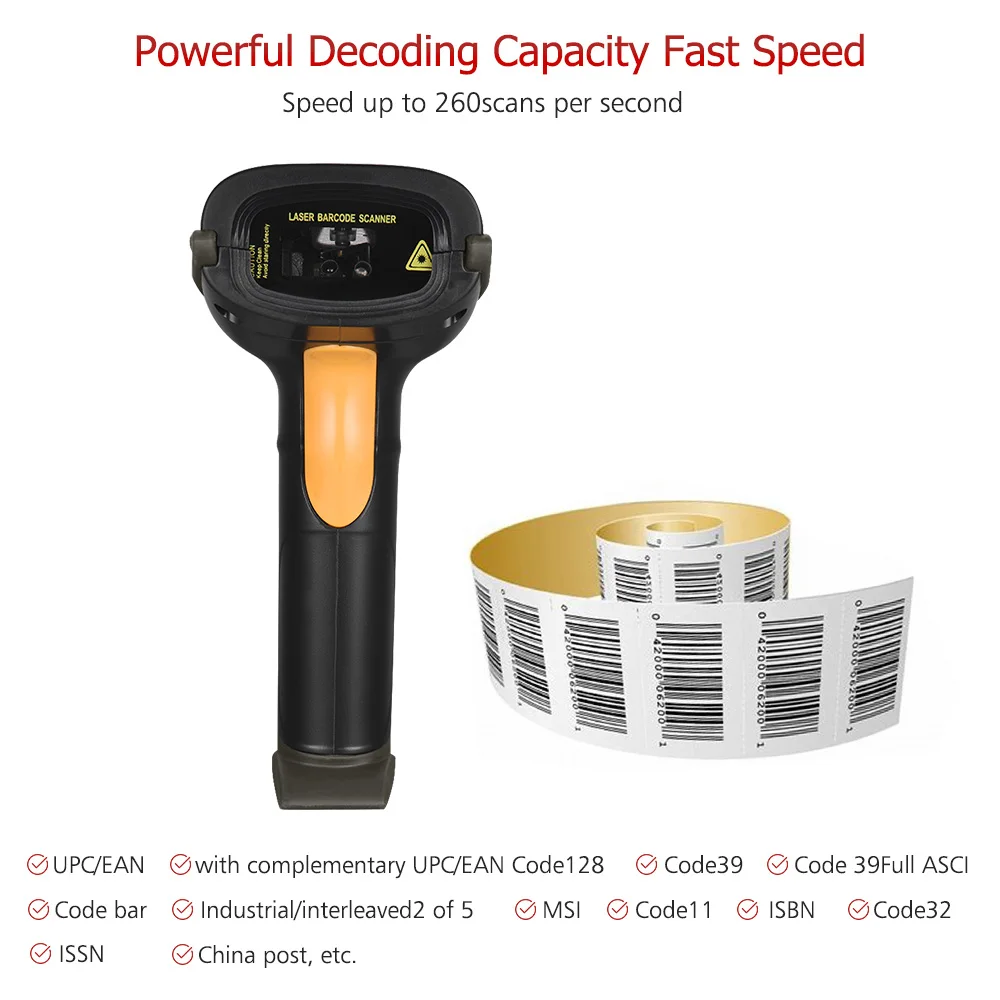 Сканер штрих кода Aibecy USB портативный проводной сканер 1D CCD с кабелем для магазина