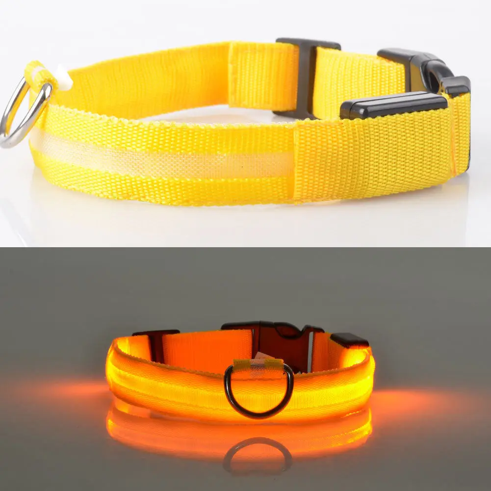 Dog Pet LED Collar Flashing Luminous Adjustable Safety Light Nylon 4 Modes Harnesses Night Outdoor Walk a Leads | Дом и сад