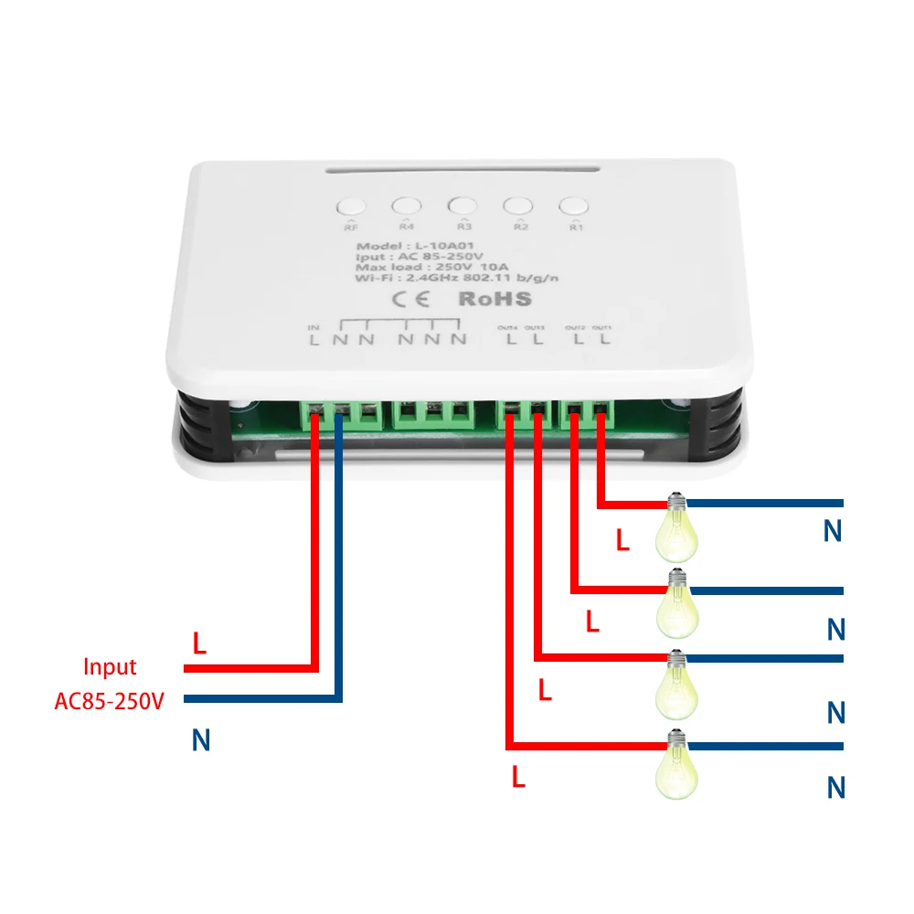 EWelink 4CH WIFI переключатель Модуль RF 433 МГц 4 банды беспроводной умный для Amazon Alexa Google