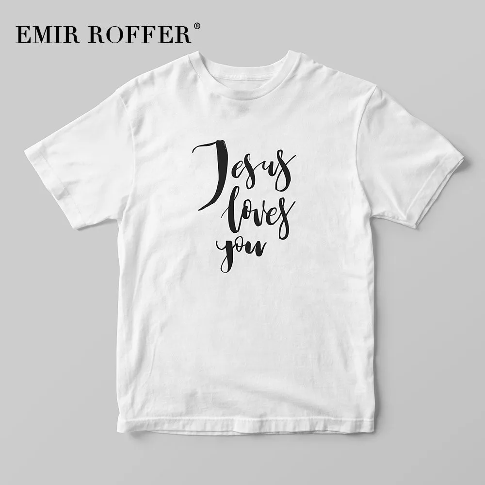 EMIR ROFFER Jesus Loves You футболка винтажные поговорки белая хлопковая | Футболки -32965408088
