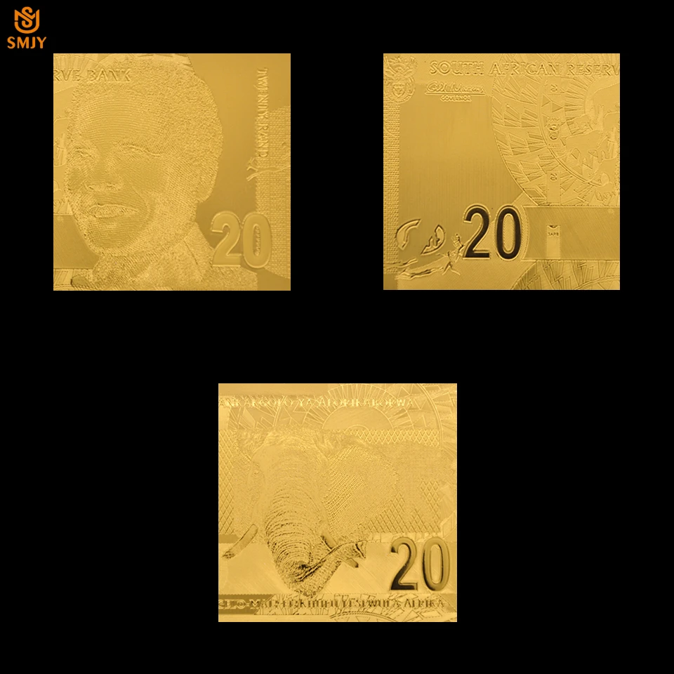 10 шт./лот Южная африканская золотая банкнота 20 Ранд фальшивый счет 24k