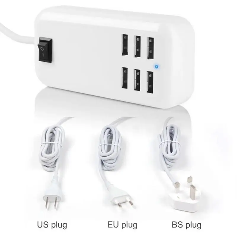 Сетевой фильтр 3A/5V AC Розетка ЕС/Великобритания/США Plug 6 USB универсальное зарядное