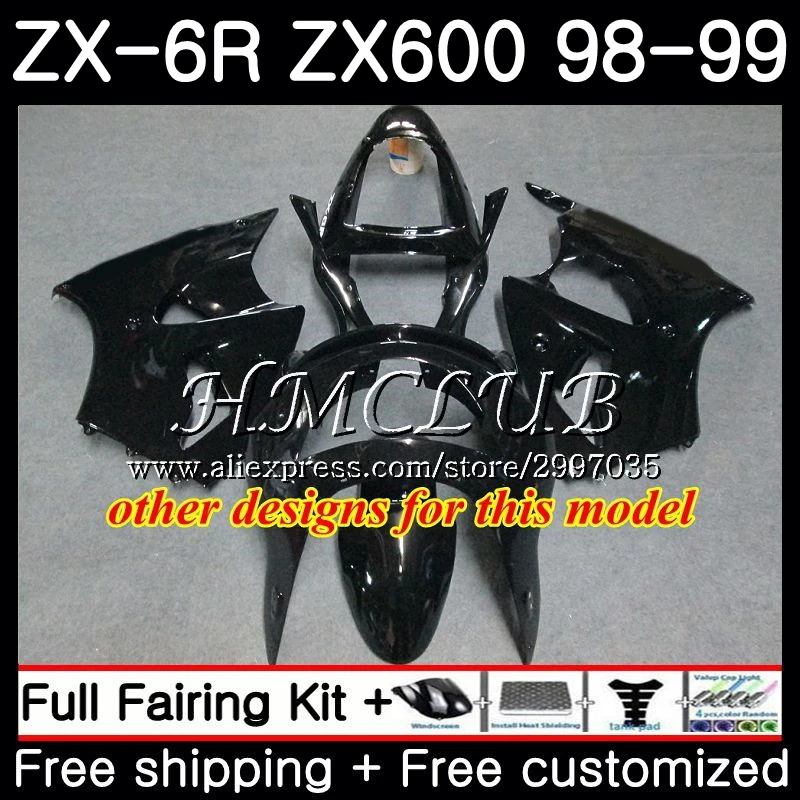 Корпус для KAWASAKI NINJA ZX-636 ZX600 1998 1999 70HC.19 600CC ZX636 ZX6R 98 99 ZX 636 6 R 6R обтекатель с голубым