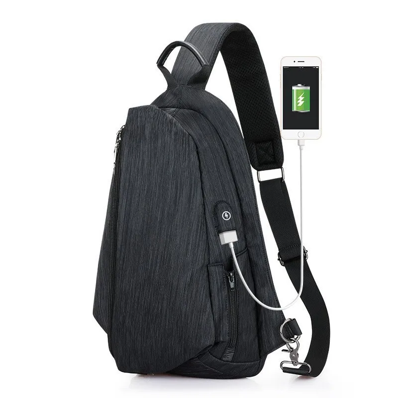 Fashion Waterproof Oxford Man Chest Bags Usb Charge Waist Pack Travel Fanny Capacity Men Casual Shoulder Messenger |