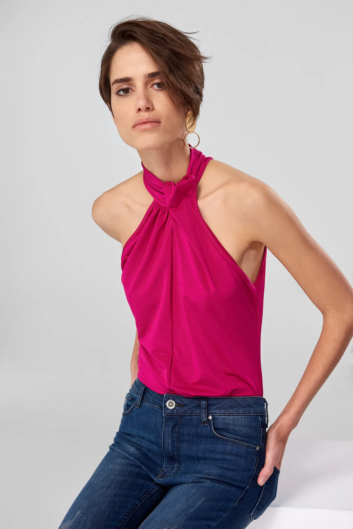 Улучшенный корпус с узлом цвета фуксии Trendyol TOFSS18EK0048| |