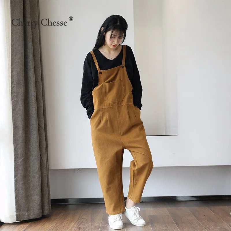 Cherry Chesse Harajuku для женщин комбинезоны девочек ремень карман твердые ботильоны