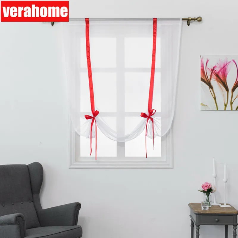 Verahome однотонные римские занавески короткие кухонные отвесные тканевые панели