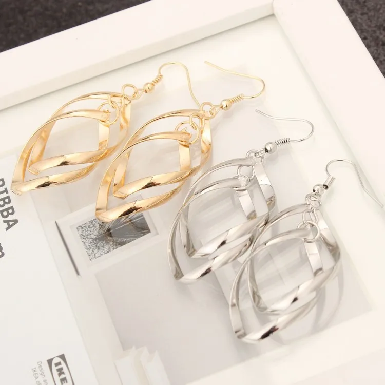 Витые Многослойные серьги с двойным кольцом Женские OL Классические модные супер