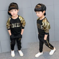 childrens clothing boy suit 2020 new spring and autumn long sleeved round neck sweater pants kids clothes