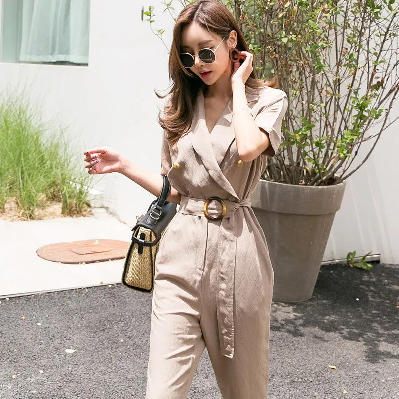 Новый осенний женский формальный бандажный комбинезон со шнуровкой и галстуком