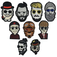 fabric embroidered men skull patch cap clothes stickers bag sew iron on applique diy apparel sewing clothing accessories bu198