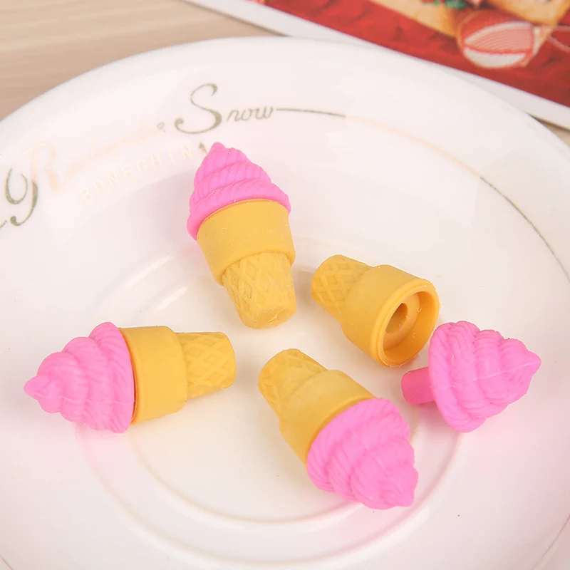 2 шт./лот десерт резиновый мягкий ластик Kawaii гамбургер мороженое ластики