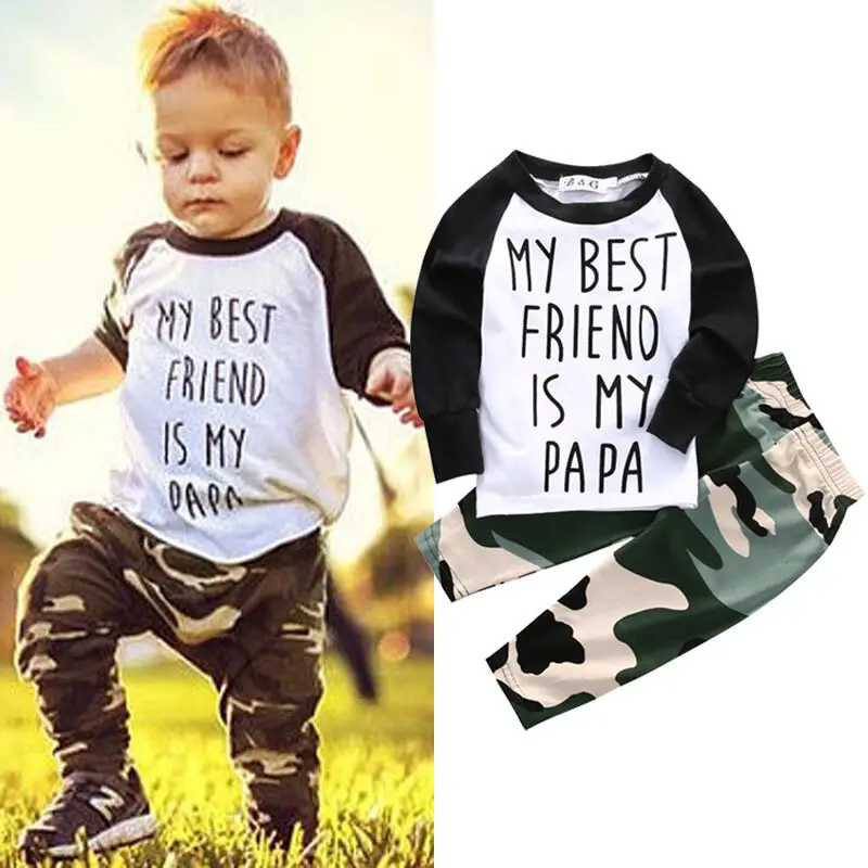 Pudcoco Brand New 2PCS Toddler Kids Baby Boys T-shirt Tops Camo Pants Outfits Clothes Tracksuit UK |