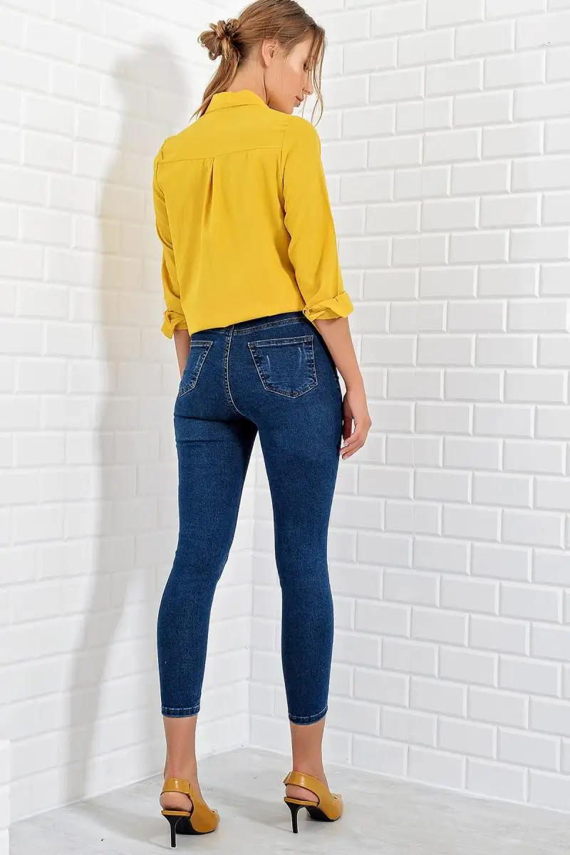 Trend: alacati Style Women Blue High Waist Skinny Jean ALC-5384 |