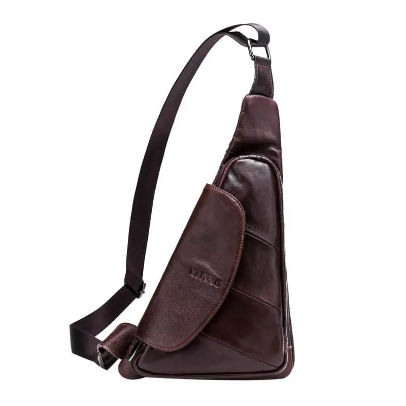 Men Triangle Leather Shoulder Bag Waist Belt Packs High Quality Male Crossbody Fashion Chest Bags Messenger | Багаж и сумки