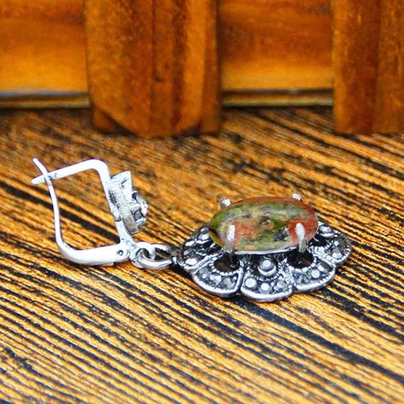 Натуральный камень комплект ювелирных изделий Rhinestone Винтаж вид Цепочки и