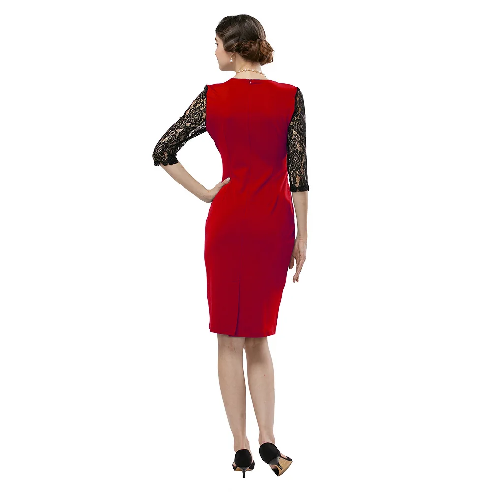 2019 женское платье VESTLINDA элегантное с коротким кружевным рукавом и V-образным