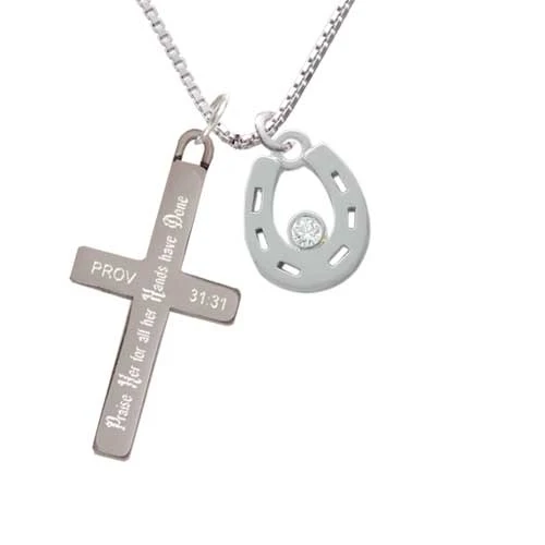 Подкова с прозрачным кристаллом-Похвала ее-крест ожерелье | Украшения и