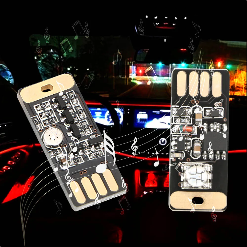 FORAUTO Автомобильный светодиодный USB RGB атмосферный светильник портативный мини