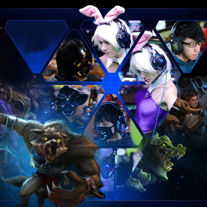 G2000 игровые гарнитуры большие наушники со световым микрофоном стерео с глубокими