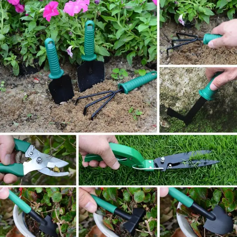 WSFS Hot 10 Pcs/set Garden Tool Set Shovel Rake Clippers Household Multifunctional Kit Planting Plastic Case Packing | Инструменты
