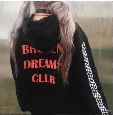 Harajuku Broken Dreams Клубная толстовка с буквенным принтом осенне-зимние топы свободная