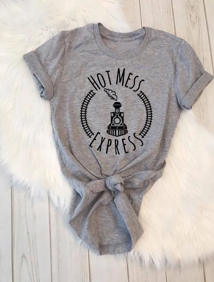 

HOT MESS EXPRESS T-shirt funny train graphic women unisex Christmas slogan simple tees fashion vintage tops gift art shirt-J016