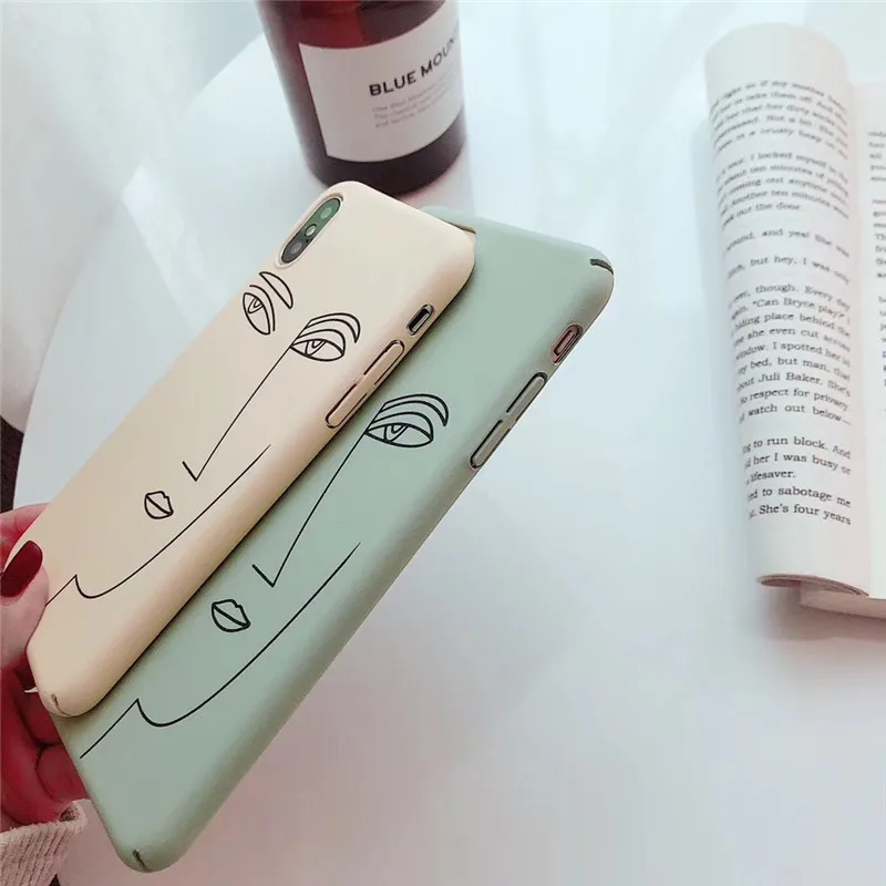 Creative Simple Art illustration Girl Phone Cases For iphone X XS Max XR 6 6s 7 8 Plus Case hard matte Cover Fundas Capa Coque |