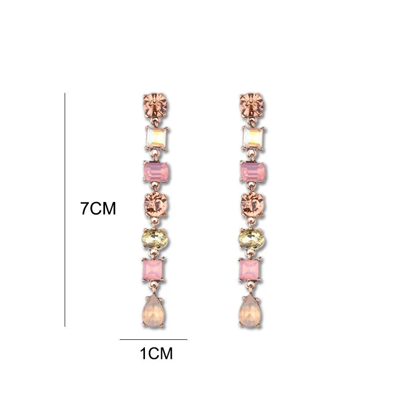 

New Korean Long Crystal Tassel Earrings Shiny Heart Drop Earrings Women Fashion Rhinestone Dangle Earrings Boucle Party Jeweley